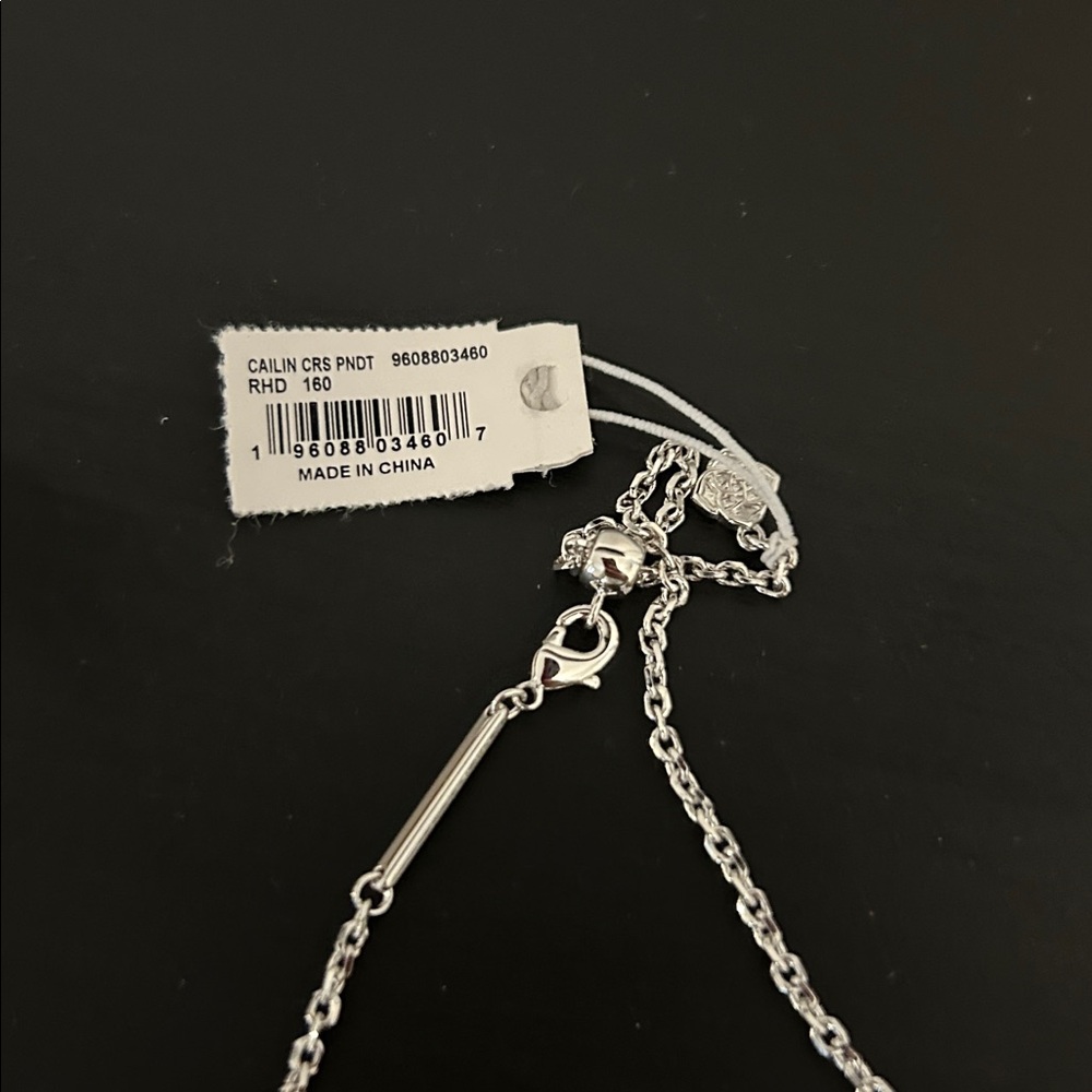 Kendra Scott Cailin Silver Pendant Necklace in White CZ - Picture 7 of 8